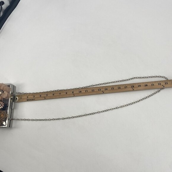 Sondra Roberts Embellished Silver Clasp Clutch Purse Floral Wedding Crossbody - Picture 13 of 15